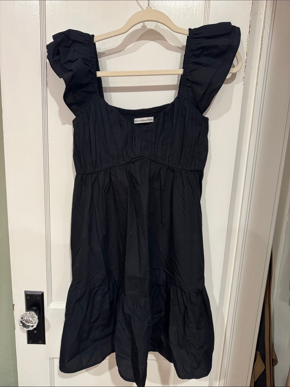 Abercrombie and Fitch Small Tall Black Ruffle Sleeve Dress